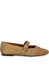 Vagabond Jolin Buckle-strap Suede Ballet Flats In Gold