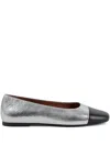 Vagabond Jolin Metallic Leather Ballet Flats In Silver