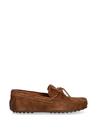 Vagabond Larissa Bow-detail Suede Loafers In Brown