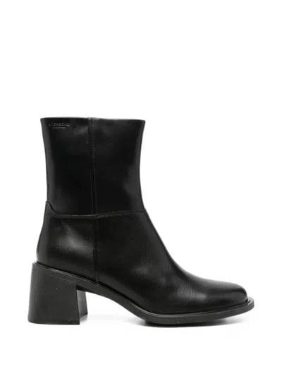 Vagabond Leather Block-heel Ankle Boots In Black