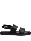 Vagabond Leather Flat Sandals In Black