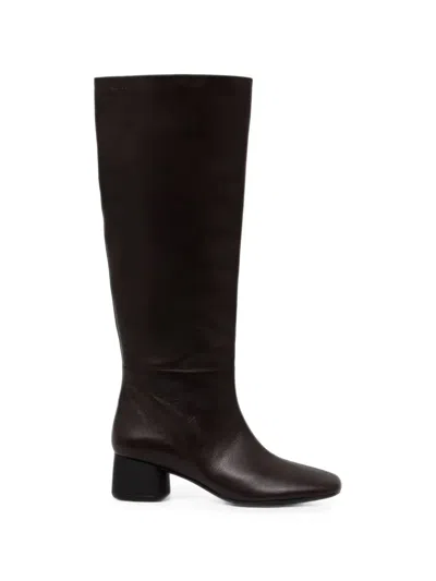 Vagabond Livia Square-toe Leather Boots In Brown