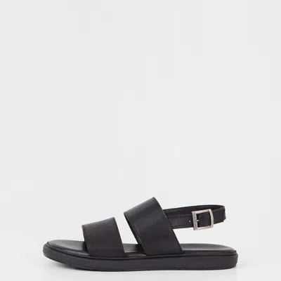 Vagabond Leather Flat Sandals In Black