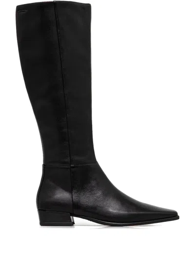 Vagabond Pointed-toe Leather Knee-high Boots In Black