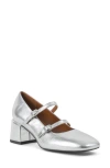 Vagabond Shoemakers Womens Silver Adison Double-strap Block-heel Leather Mary Jane Pumps Eur 38/5 Uk In Silver