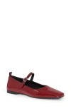 Vagabond Shoemakers Delia Mary Jane Flat In Dark Red Patent