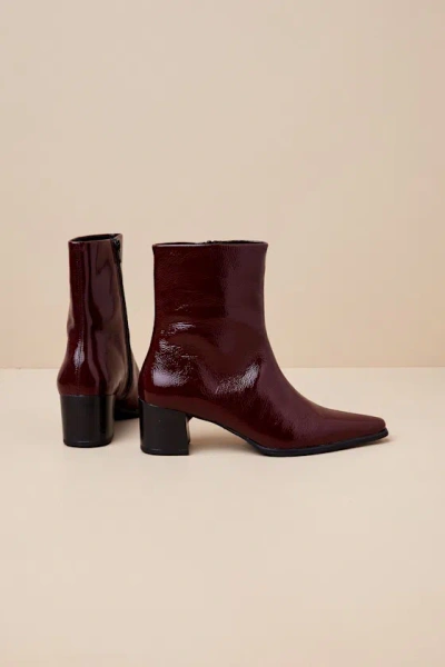 Vagabond Shoemakers Giselle Cherry Patent Leather Pointed-toe Ankle Boots In Red