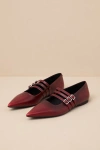 Vagabond Shoemakers Hermine Pointed Toe Mary Jane Flat In Red