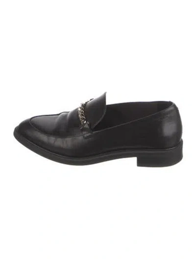 Pre-owned Vagabond Shoemakers Leather Chain-link Accents Loafers In Black