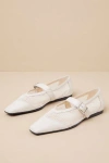 Vagabond Shoemakers Wioletta Off White Leather Mesh Ballet Flats In White