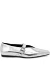 Vagabond Wioletta Buckle-strap Ballet Flats In Metallic