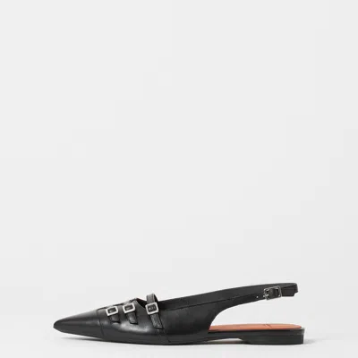 Vagabond Hermine Pointed-toe Buckled Ballet Flats In Black
