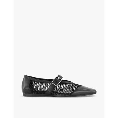 Vagabond Womens Black Leather Mesh Wioletta Woven-panel Leather Ballet Pumps