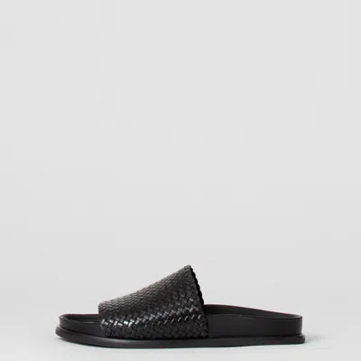 Vagabond Effie Woven Leather Slides In Black
