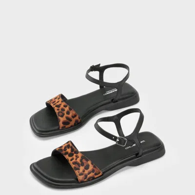Vagabond Izzy Leather Leopard-print Sandals In Black