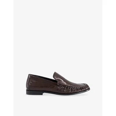 Vagabond Womens Brandi Textured Leather Loafers Chocolate Patent Eur 39 / 6 Uk