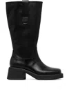 Vagabond Zip-detail Block-heel Knee-high Boots In Black