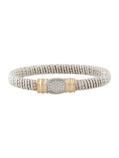 Pre-owned Vahan Diamond Hidden Clasp Station Bangle Bracelet, 6.5" In Multi