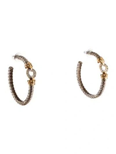 Pre-owned Vahan Two-tone Diamond Hoop Earrings In Multi