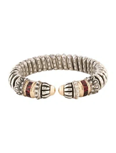 Pre-owned Vahan Vintage Garnet Flex Cuff Bracelet, 6.25" In Multi