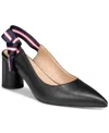 Vaila Shoes Women's Courtney Pointed-toe Striped-strap Slingback Pumps Extended Sizes 9-14 In Black