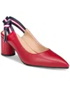 Vaila Shoes Women's Courtney Pointed-toe Striped-strap Slingback Pumps Extended Sizes 9-14 In Dark Red