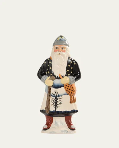Vaillancourt Folk Art Father Christmas On Winter's Night Hike In Multi