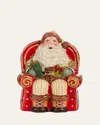 Vaillancourt Folk Art Santa On His Red Throne In Multi