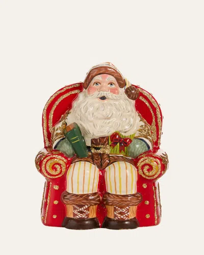 Vaillancourt Folk Art Santa On His Red Throne In Multi