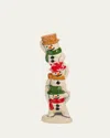 Vaillancourt Folk Art Stacked Snowmen With Festive Hats In Multi