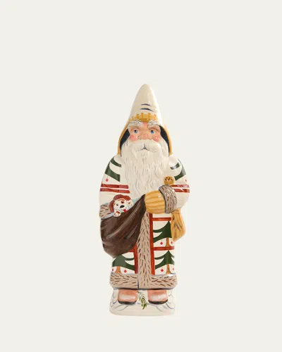 Vaillancourt Folk Art Treat Coat Santa With Dog In Sack In Multi