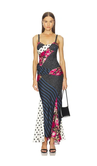 Vaillant Asymmetric Patchwork Dress In Multi