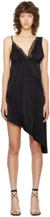 Vaillant Black Asymmetrical Midi Dress In Noir