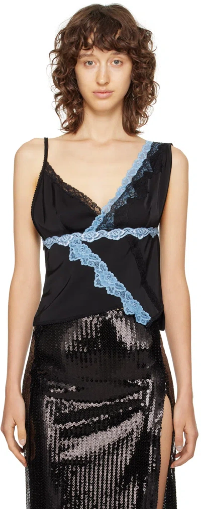 Vaillant Black V-neck Tank Top In Noir