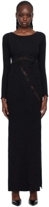 Vaillant Black Vented Maxi Dress In Noir