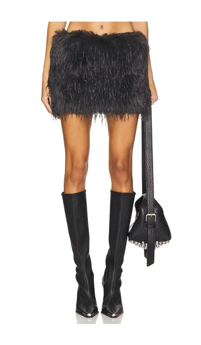 Vaillant Faux Feather Mini Skirt In Black