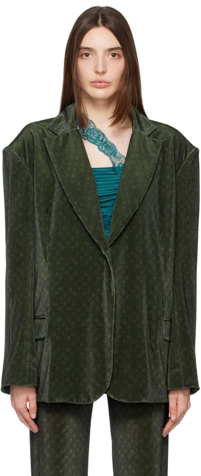 Vaillant Green Oversized Blazer In Dark Check