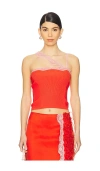 Vaillant Knit Cami With Asymmetrical Strap In 橘红色
