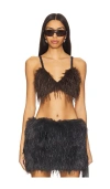 Vaillant Knitted Faux Feather Bra In Black