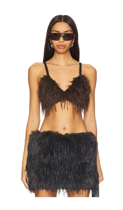 Vaillant Knitted Faux Feather Bra In Black