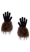 Vaillant Knitted Gloves With Faux Fur Trim In Brown