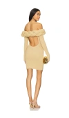 Vaillant Oversized Braid Knitted Mini Dress In Metallic Gold