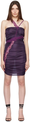 Vaillant Purple Ruched Minidress In Purple