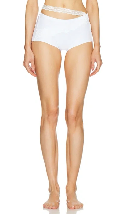 Vaillant Ribbed Jersey Mini Short With Asymmetric Lace Waist In White