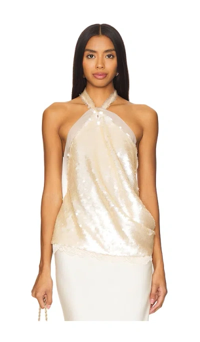 Vaillant Sequin Halter Top In Razzle Pearl