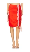 Vaillant Skirt With Ruffles And Lace Detail In 橘红色