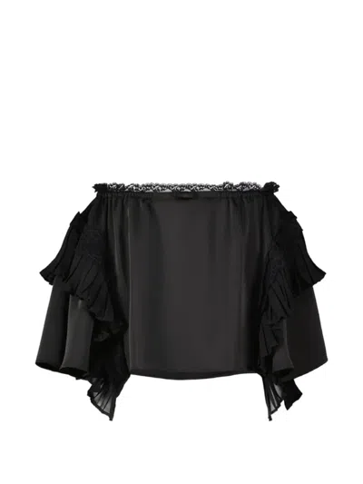 Vaillant Studio Layered-ruffled Lace-trim Skirt In Black