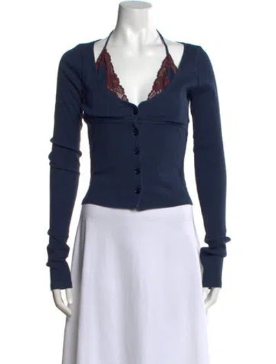 Pre-owned Vaillant V-neck Sweater In Blue