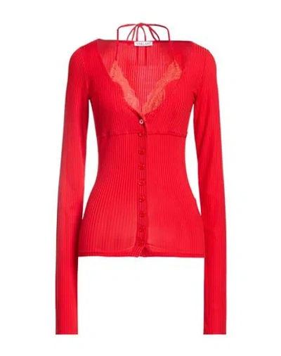 Vaillant Woman Top Red Size 6 Cupro, Elastane In White