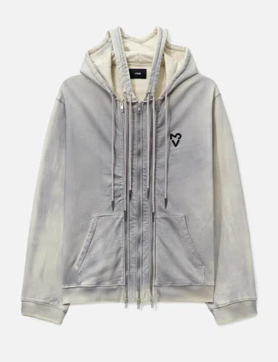 Vain Three Zip Hoodie Dusty White